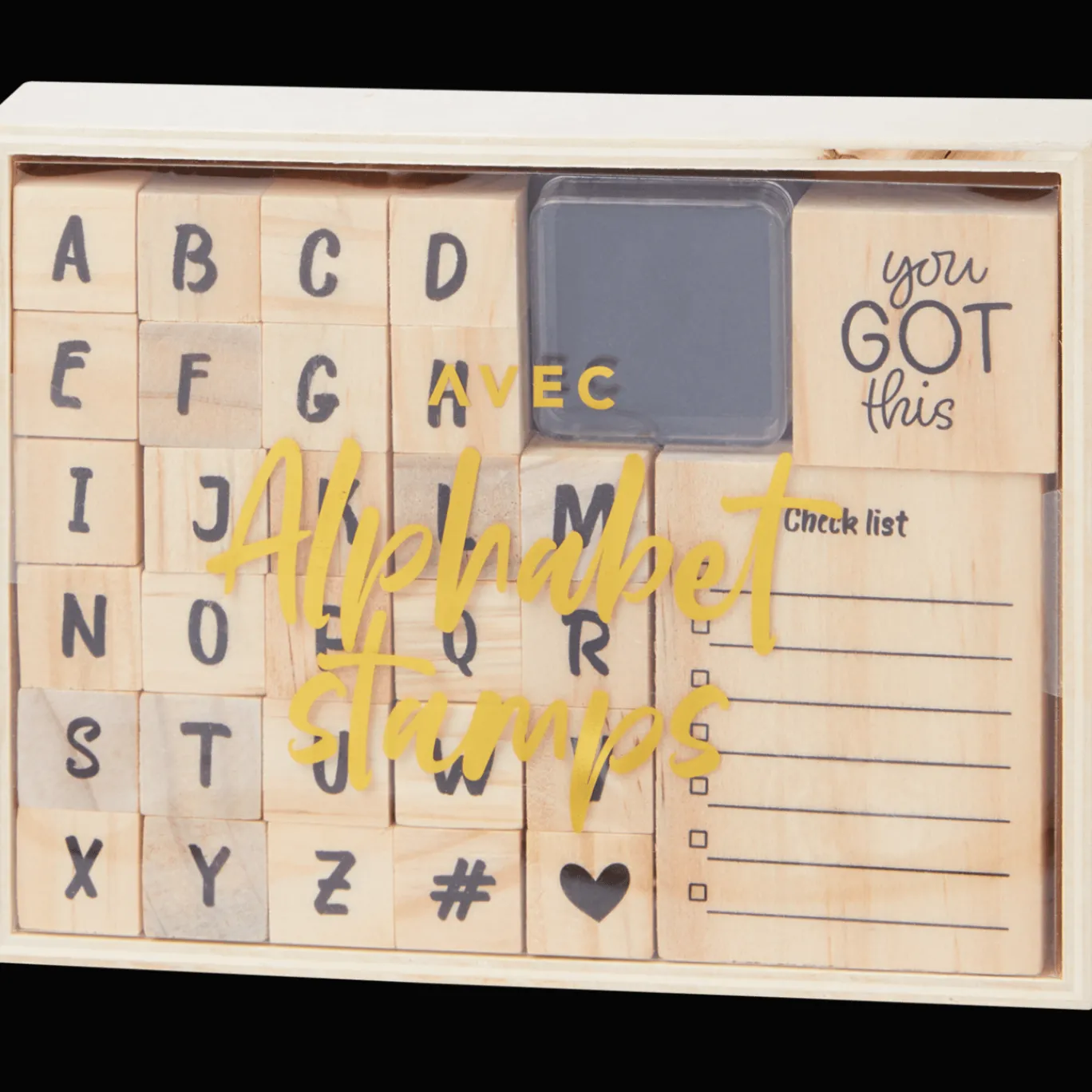 Action Knutselen^Avec houten stempeldoos