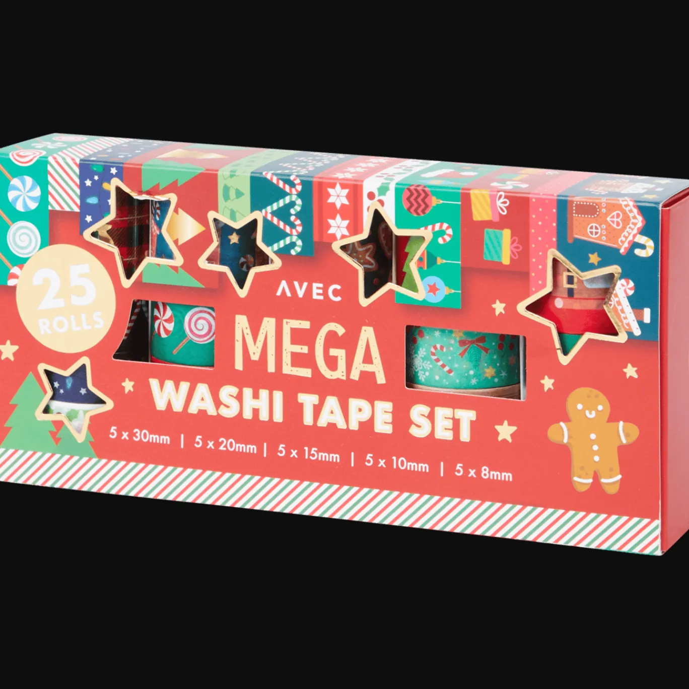 Action Kaarten^Avec washitape-set met kerstprint