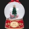Magic Village Seizoensdecoratie^sneeuwbol met kerstfiguur, licht en muziek