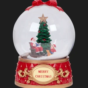 Magic Village Seizoensdecoratie^sneeuwbol met kerstfiguur, licht en muziek