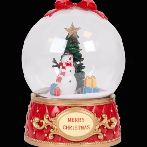 Magic Village Seizoensdecoratie^sneeuwbol met kerstfiguur, licht en muziek