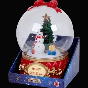 Magic Village Seizoensdecoratie^sneeuwbol met kerstfiguur, licht en muziek