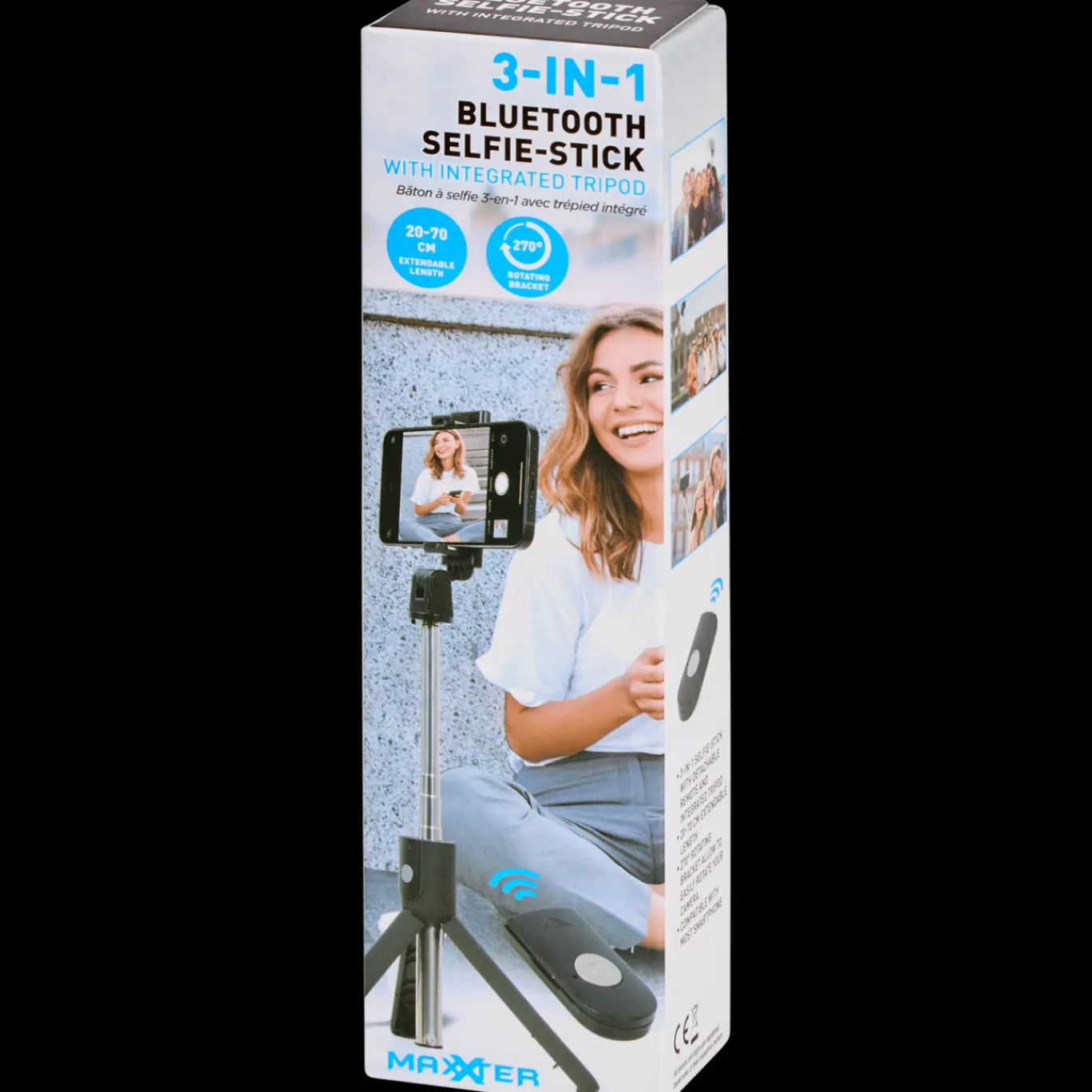 Action Multimedia Accessoires^Maxxter 3-in-1 bluetooth-selfiestick