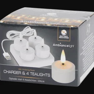 Action Kaarsen^Oplaadbare theelichten wit