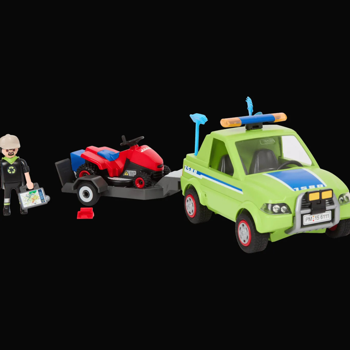 Playmobil Spellen^Action Heroes voertuig groenbeheer met grasmaaier