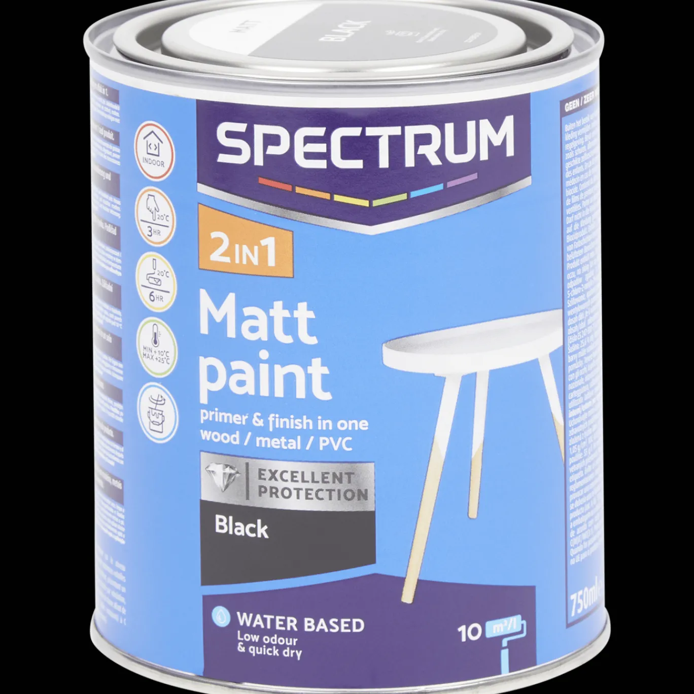 Spectrum Verf^2-in-1 matte verf Zwart