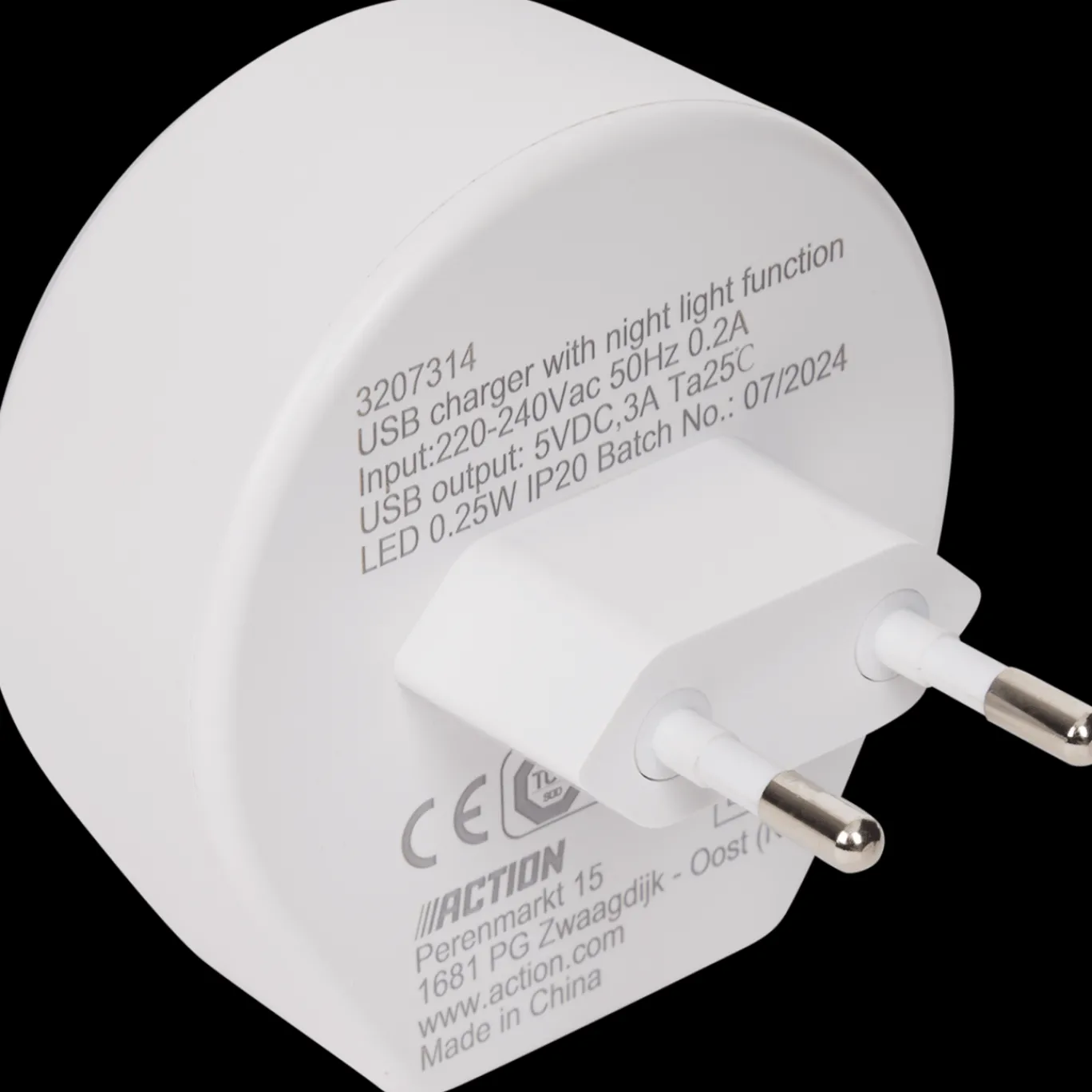 usbclader_met_nachtlampje_1.webp Action Verlichting^USB-C-lader met nachtlampje