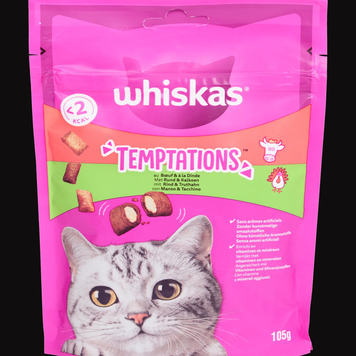 Whiskas Kat | Dierenvoeding^Temptations kattensnoepjes rund en kalkoen